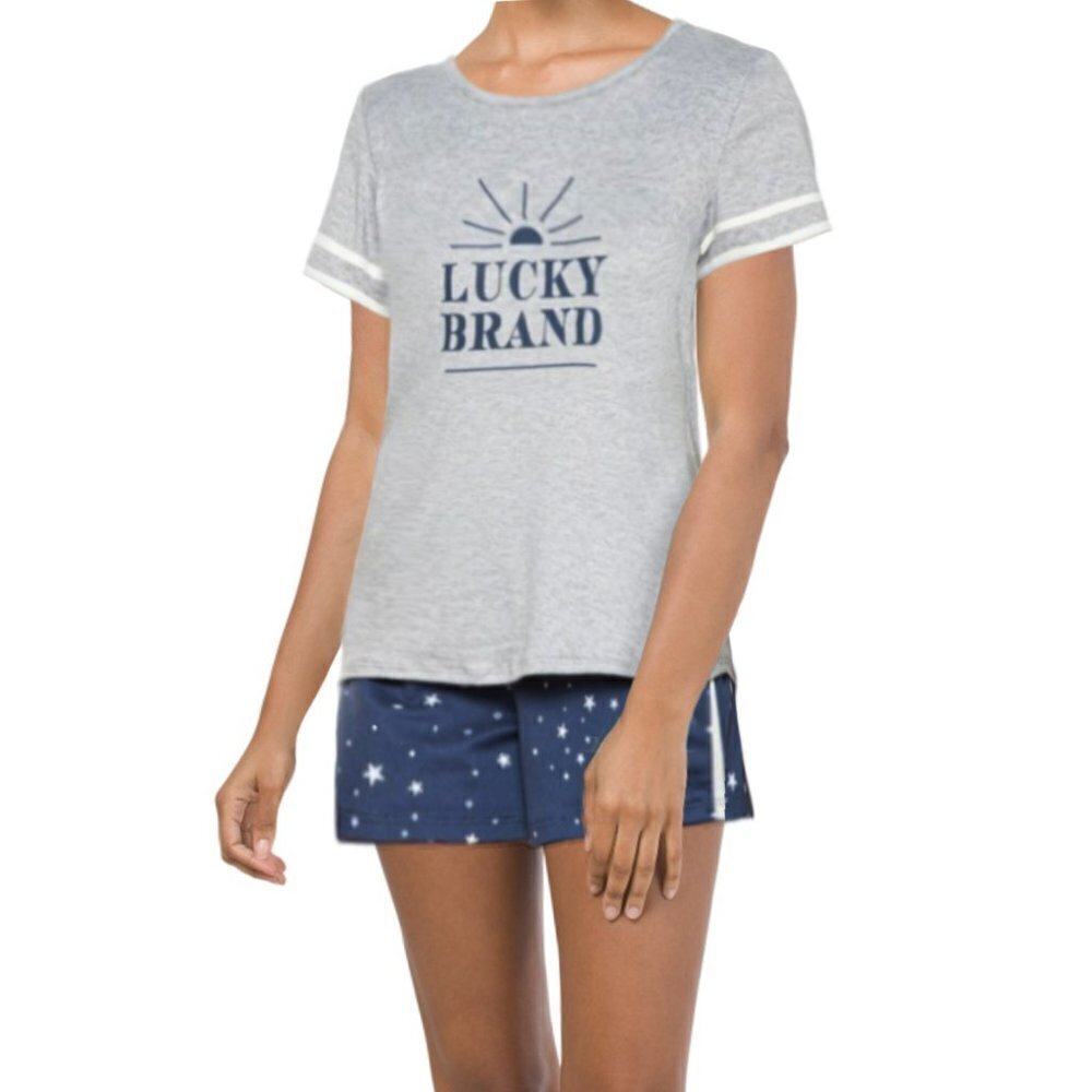 NWT Lucky Brand 2-Pc Ultra Soft T-Shirt and Shorts Lounge Pajama Set